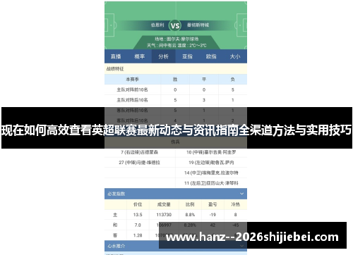 现在如何高效查看英超联赛最新动态与资讯指南全渠道方法与实用技巧